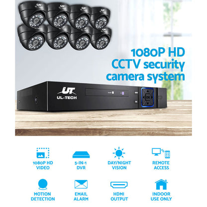 NNEDSZ -CCTV Camera Home Security System 8CH DVR 1080P IP 8 Dome Cameras Long Range