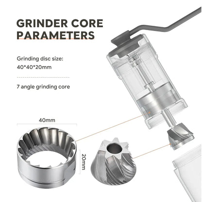 StepUP Coffee Manual Coffee Bean Grinder – Stainless Steel, 7-Burr